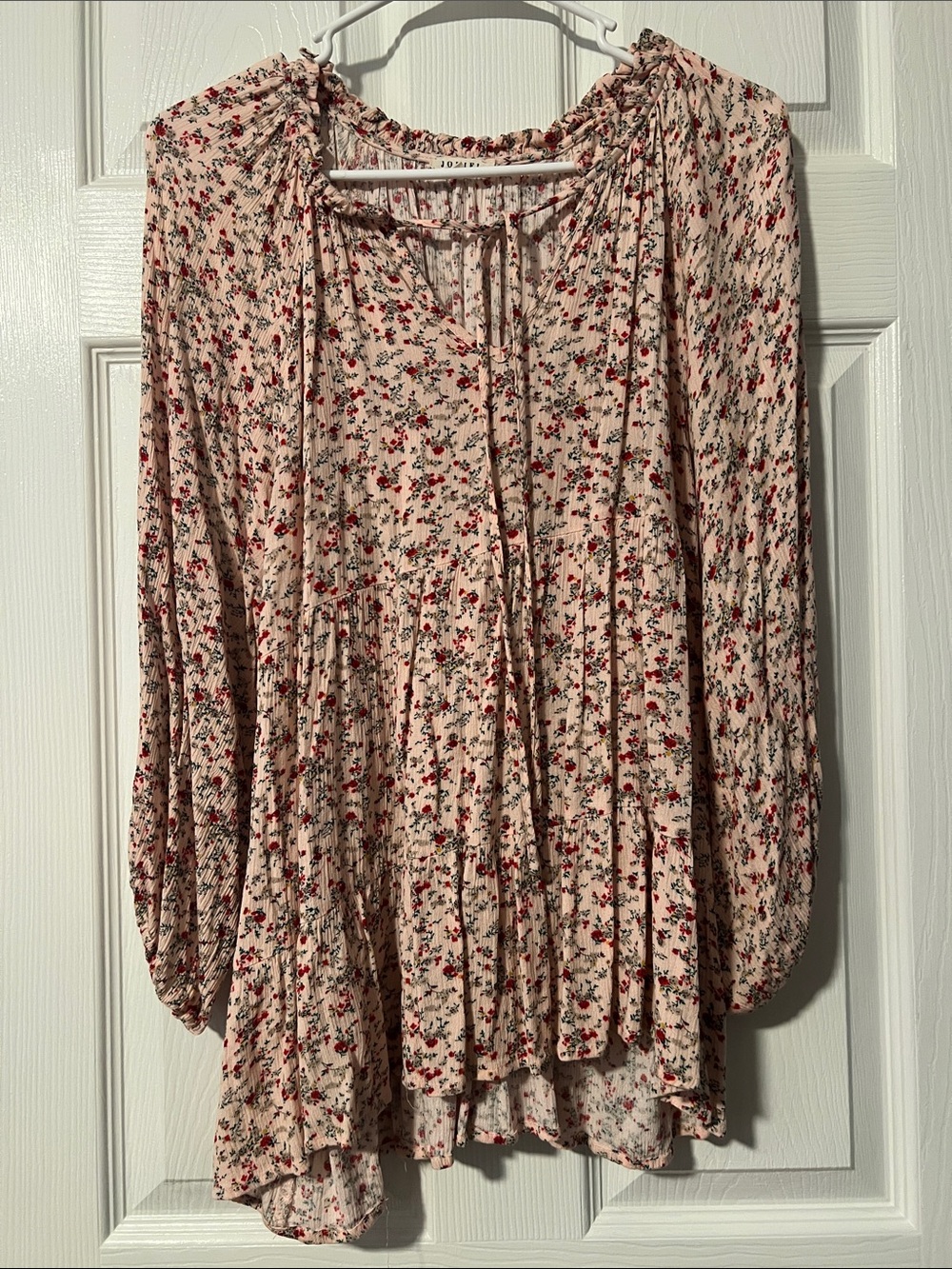 Jodifl Blush Floral Tie-Neck Tunic